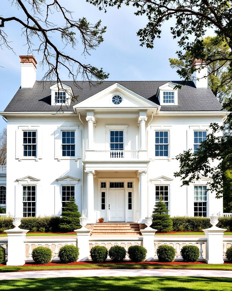 white georgian grandeur exterior home