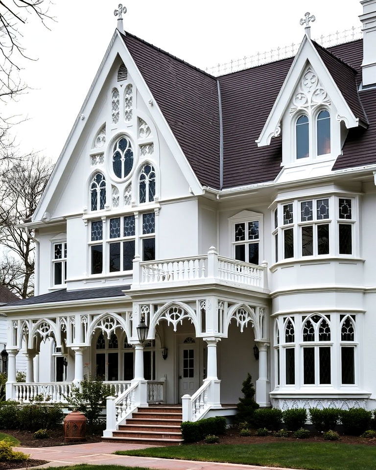 white gothic revival exterior home