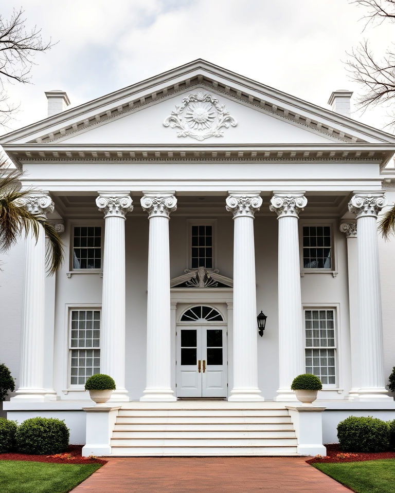 white greek revival exterior home