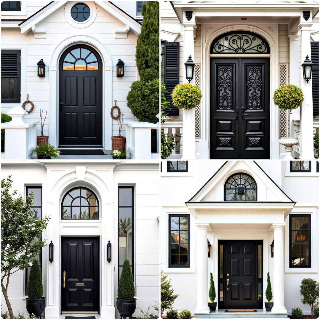 white house ideas with black doors