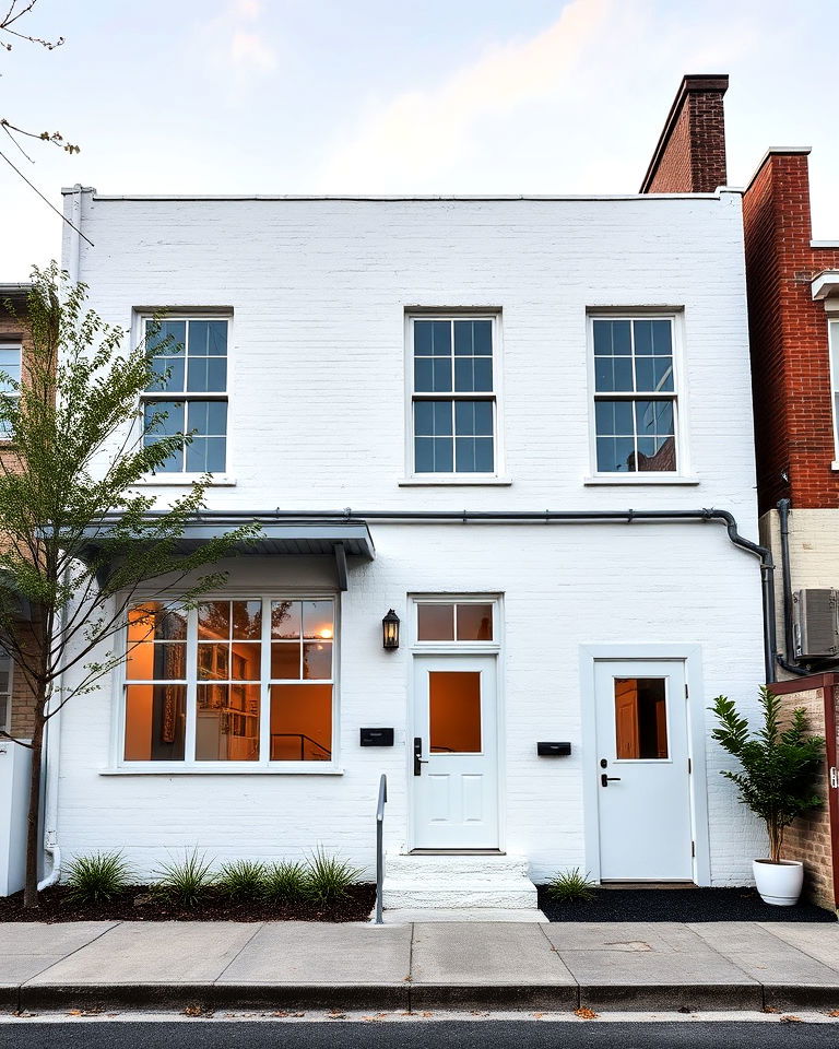 white industrial loft exterior home