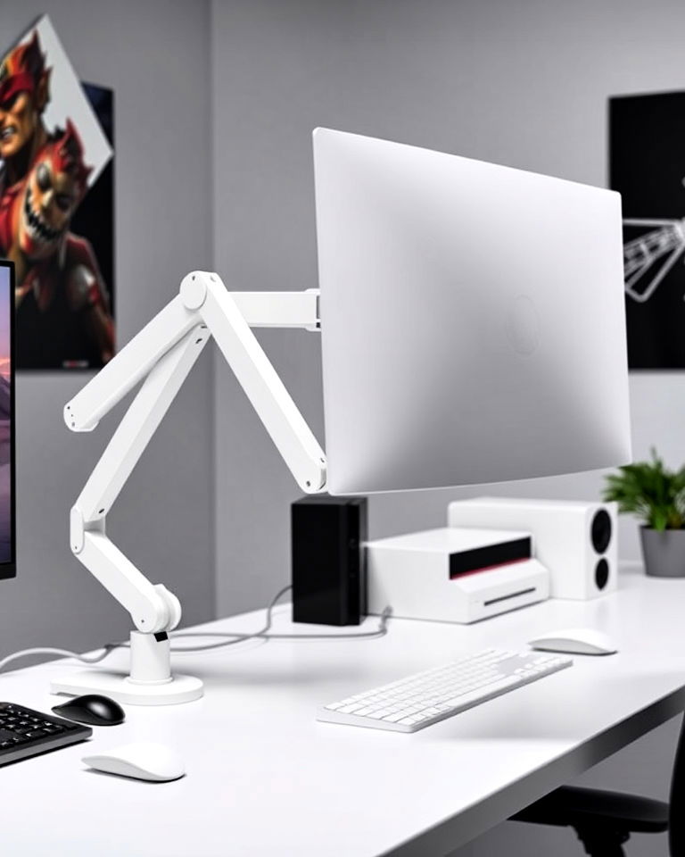 white monitor arm mount