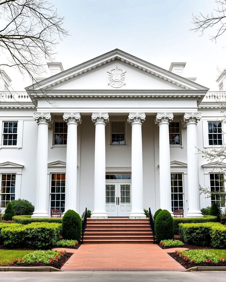 white neoclassical exterior home