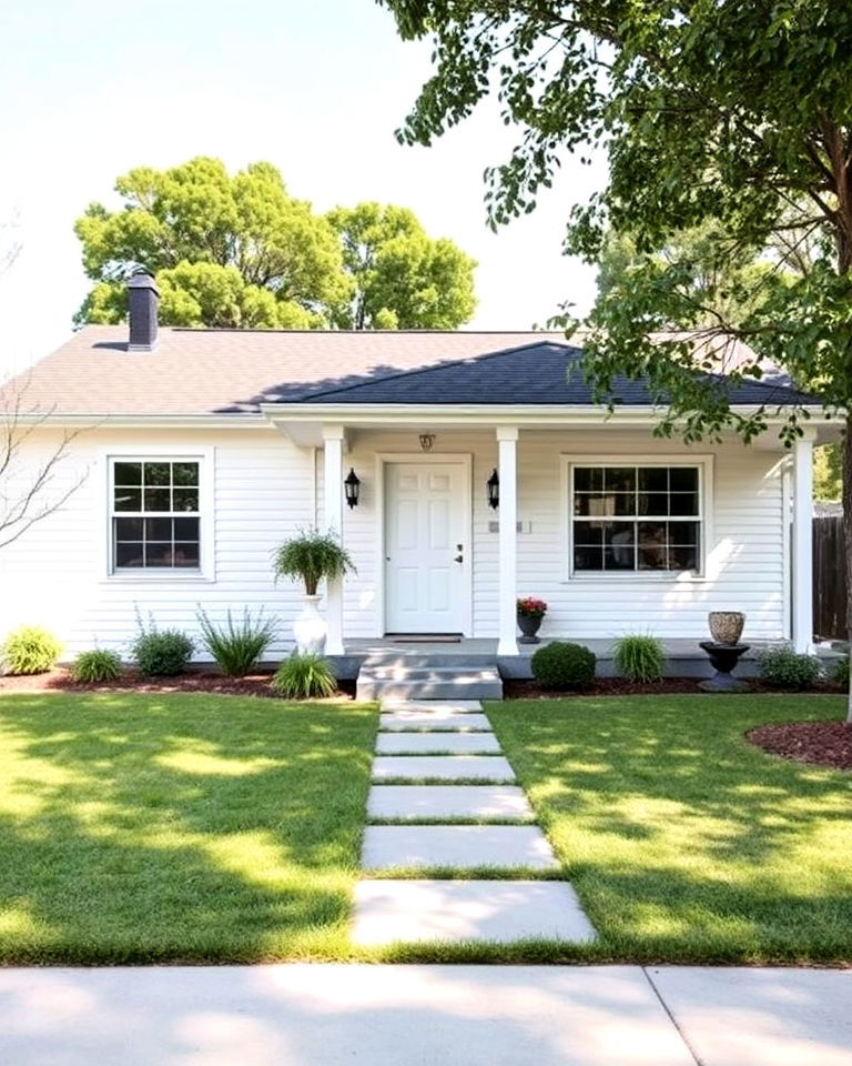 white ranch style exterior home