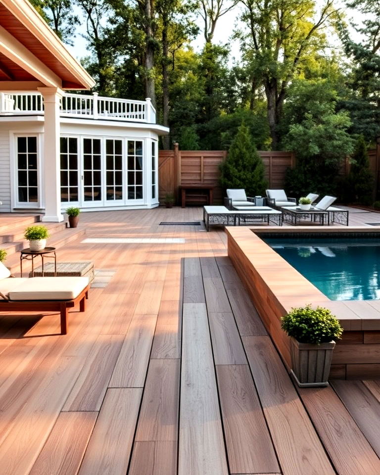 wood plank pavers for warm aesthetics