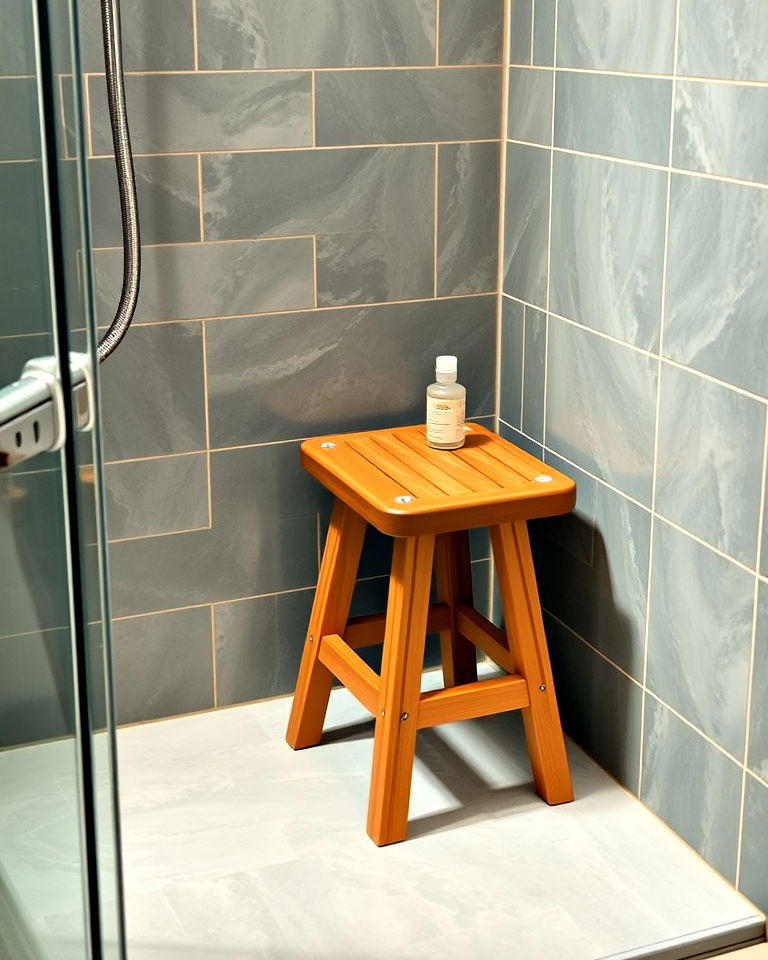 wooden corner stool