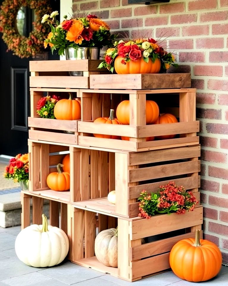wooden crate thanksgiving display for outdoors