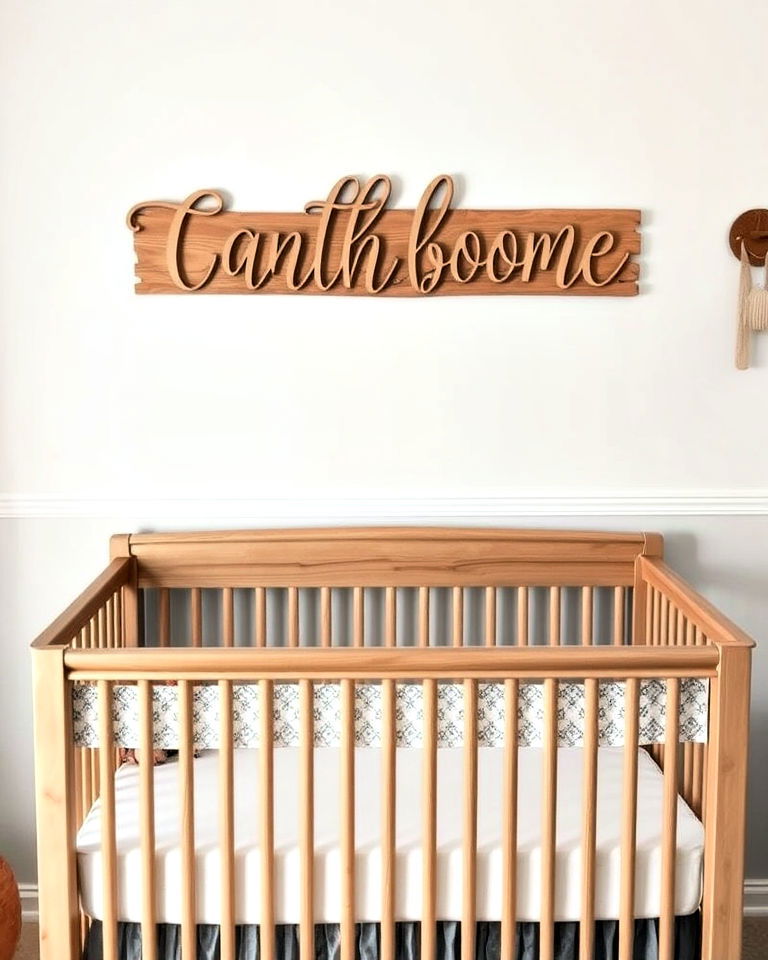 wooden name sign for nursery