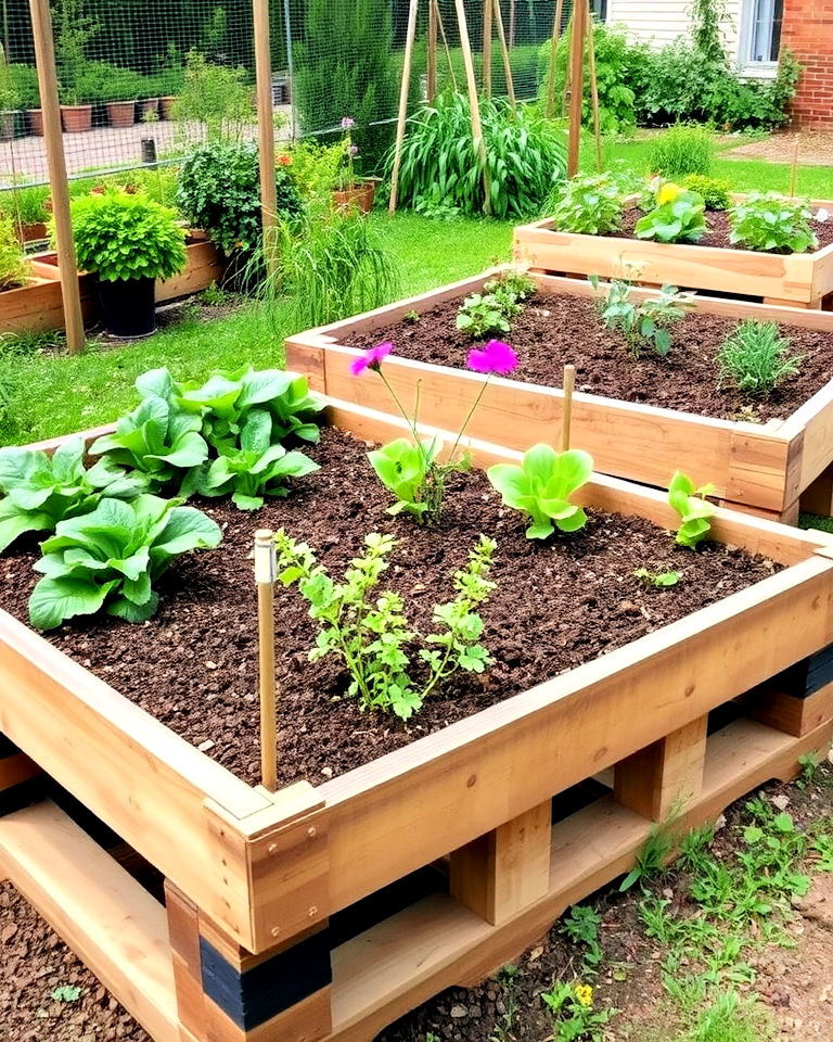 wooden pallet bed for affordable gardening