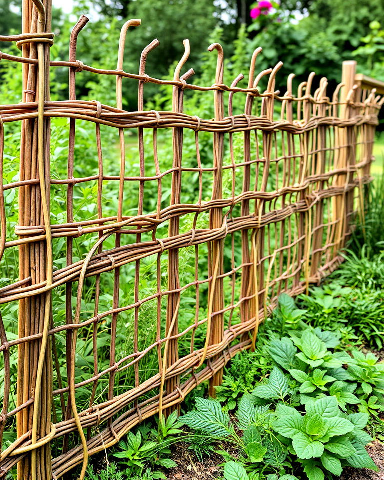 woven willow fencing for vegetable garden
