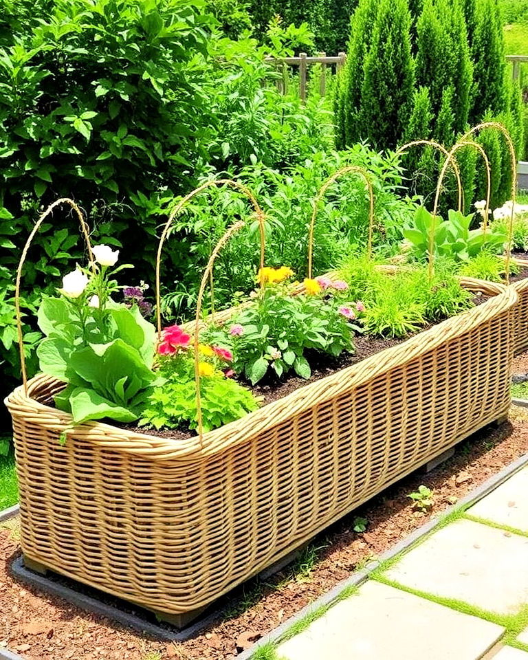 woven willow raised beds for a cottage garden feel