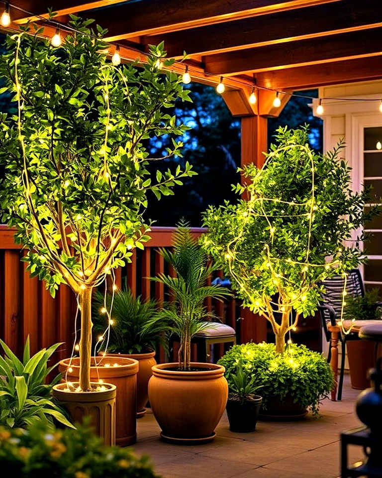 wrapped around potted plants for a green oasis