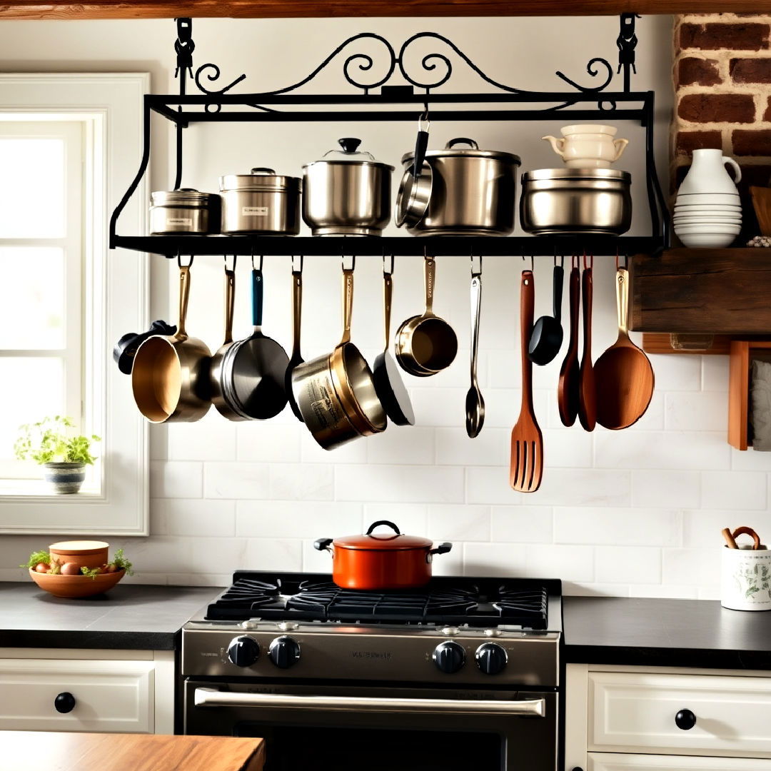 wrought iron kitchen pot rack