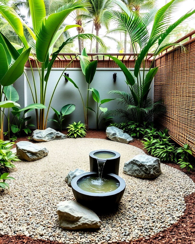 zen inspired minimalist tropical garden