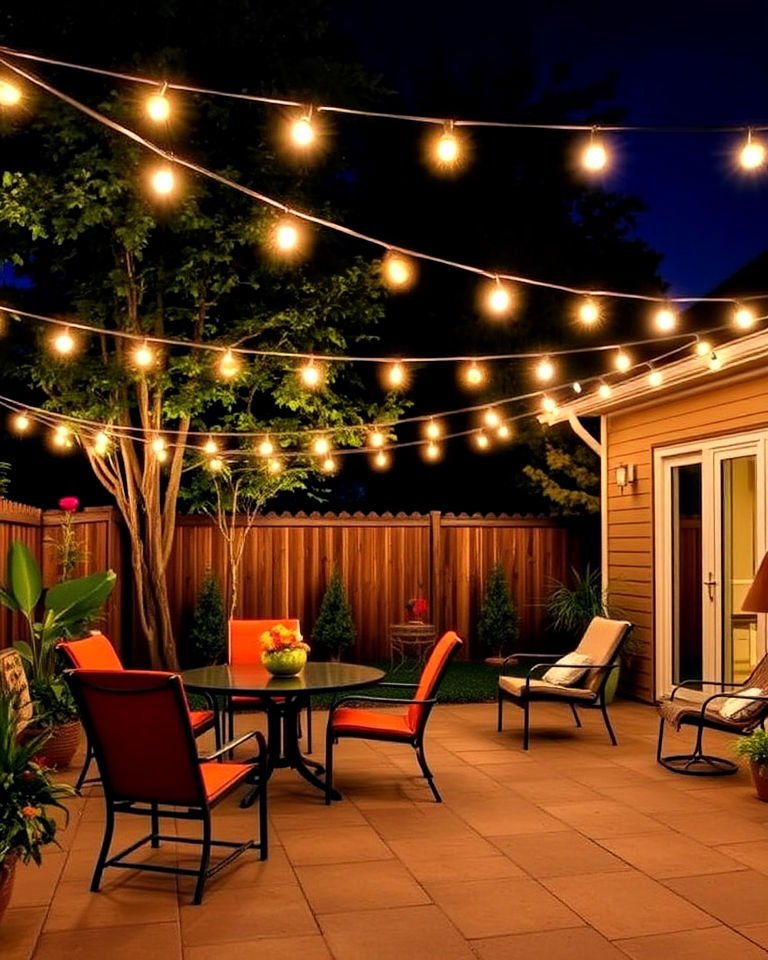 zig zag pattern patio string light for visual interest