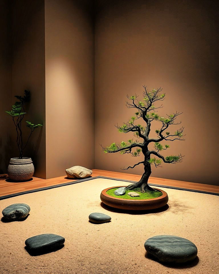 zen garden inspired meditation room