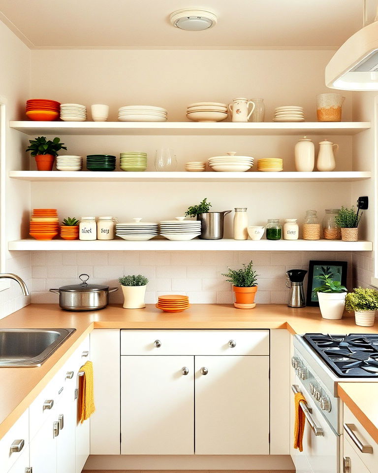 1960s kitchen open shelving for display - 15 1960s Kitchen Ideas