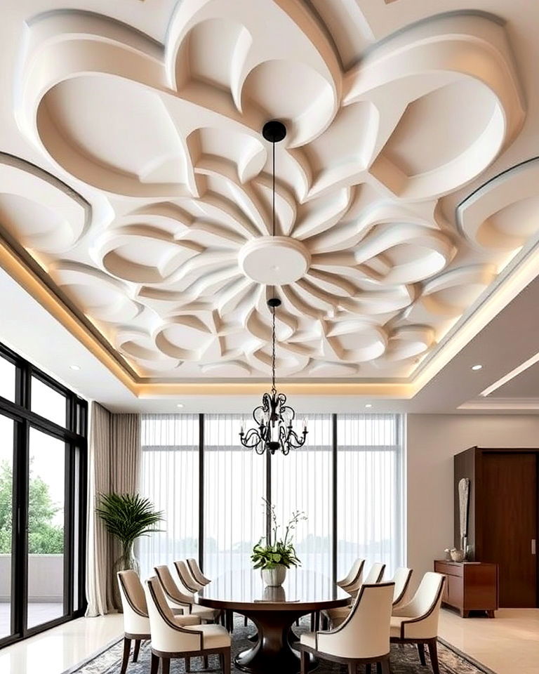 3d pop ceiling with artistic designs - 25 Pop Ceiling Design Ideas
