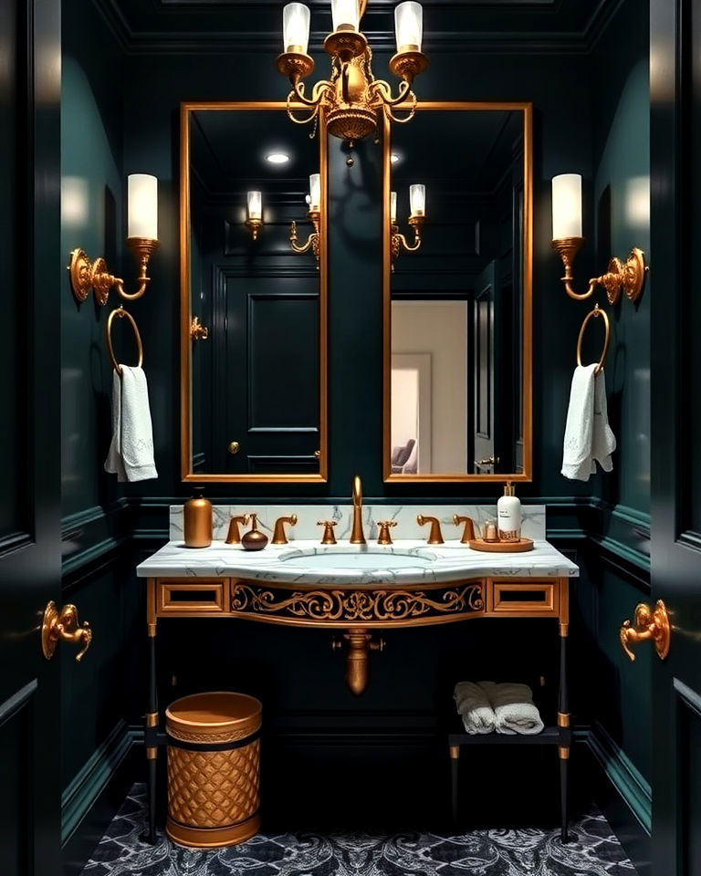 Bold and Dramatic Luxe Powder Room - 15 Luxury Powder Room Ideas