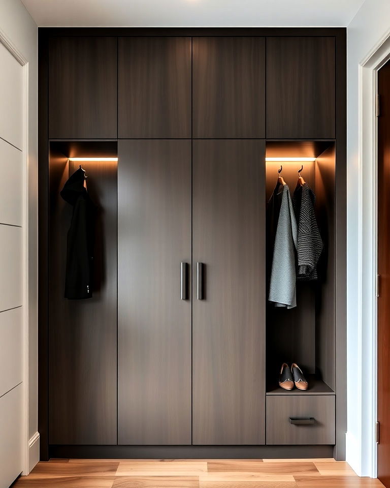 Custom Built in Coat Closet in Entryway - 15 Luxury Modern Entryway Ideas