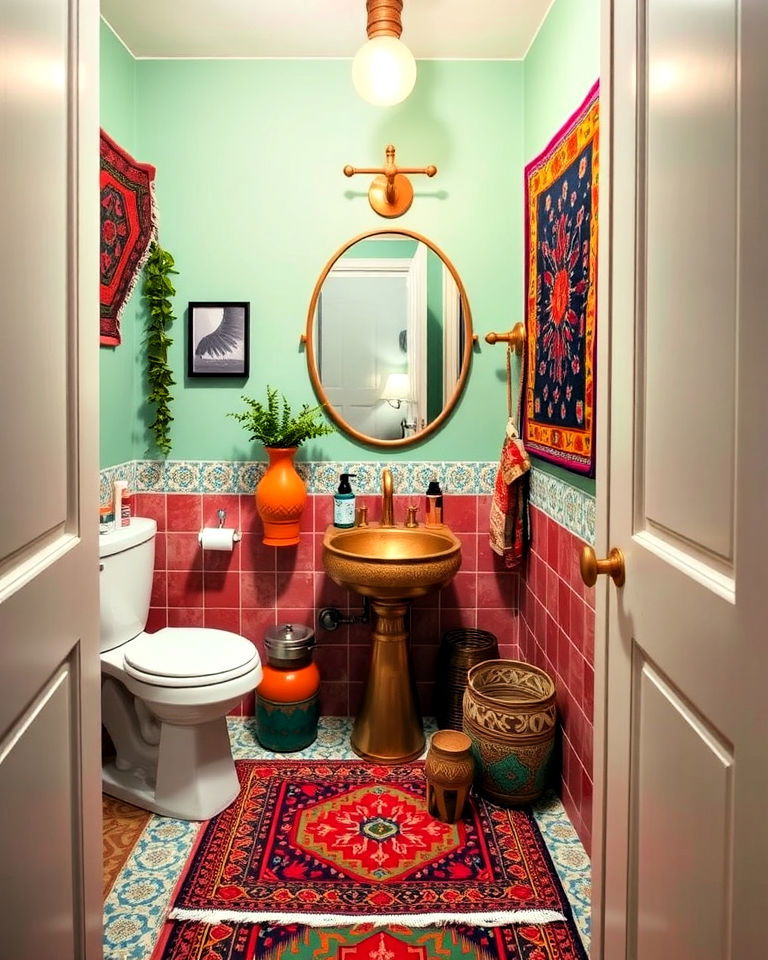 Eclectic Bohemian Vibes Powder Room - 15 Luxury Powder Room Ideas
