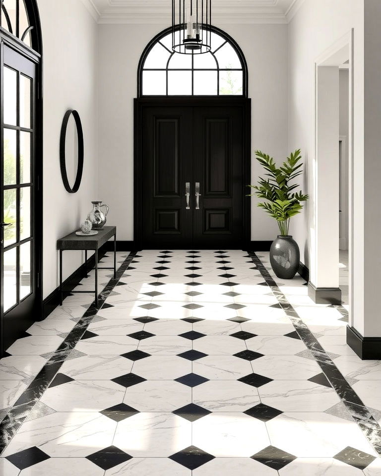 Geometric Tile Flooring Entryway - 15 Luxury Modern Entryway Ideas