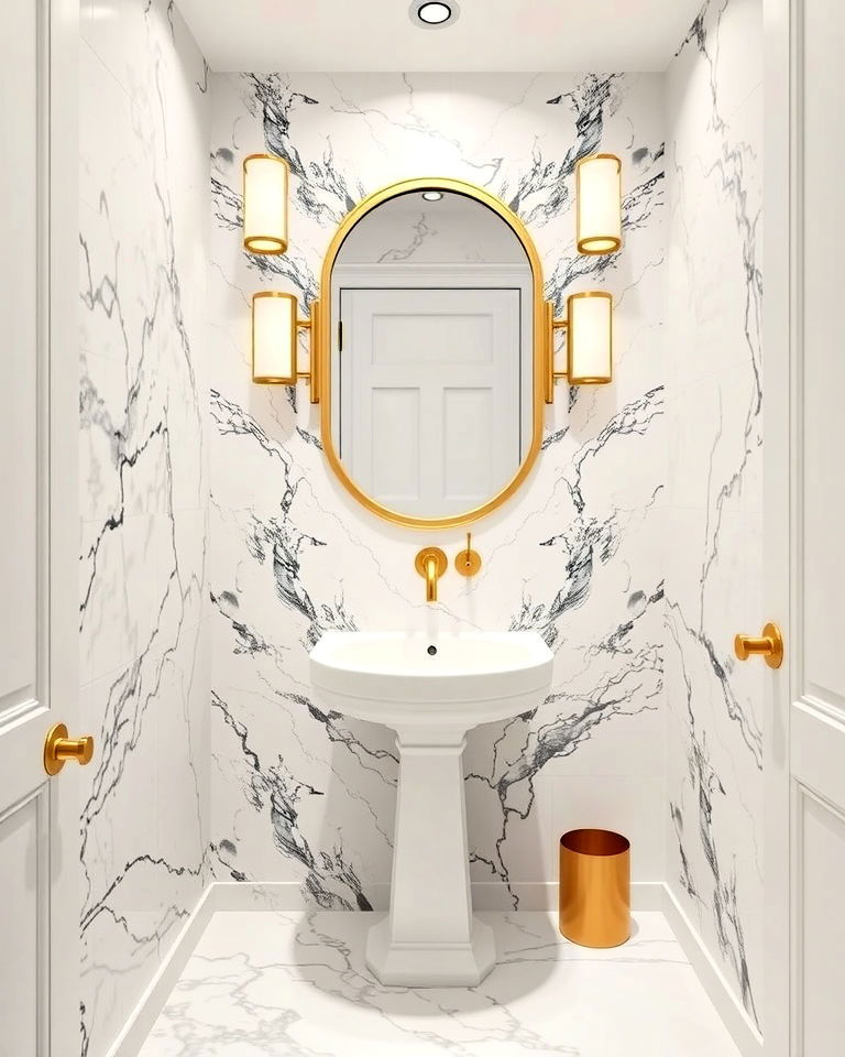 Glamorous Marble Luxury Powder Room - 15 Luxury Powder Room Ideas
