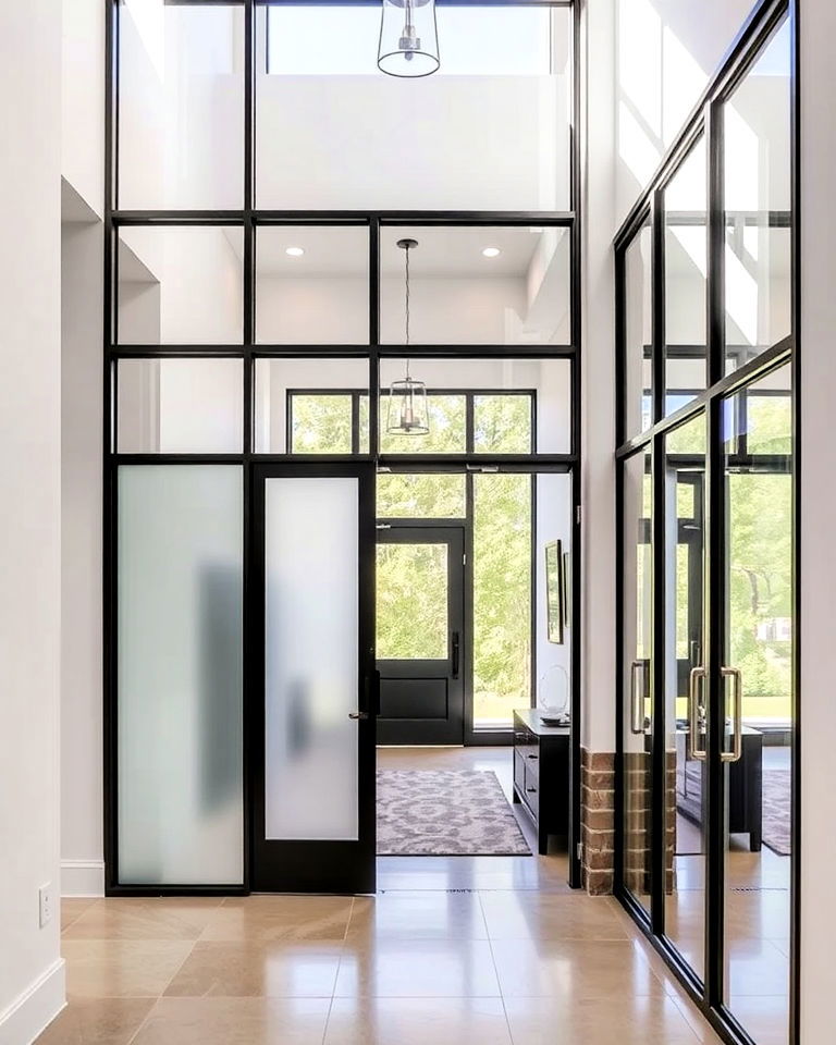 Glass Partition in Luxury Modern Entryway - 15 Luxury Modern Entryway Ideas