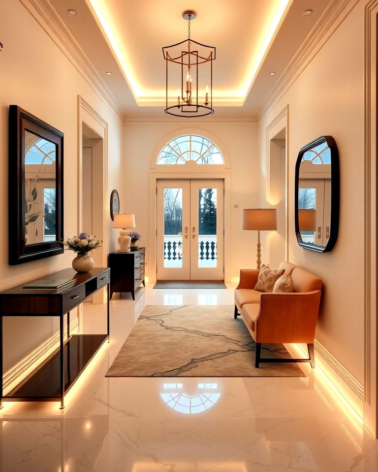 Luxury Modern Hidden Accent Lighting Entryway - 15 Luxury Modern Entryway Ideas
