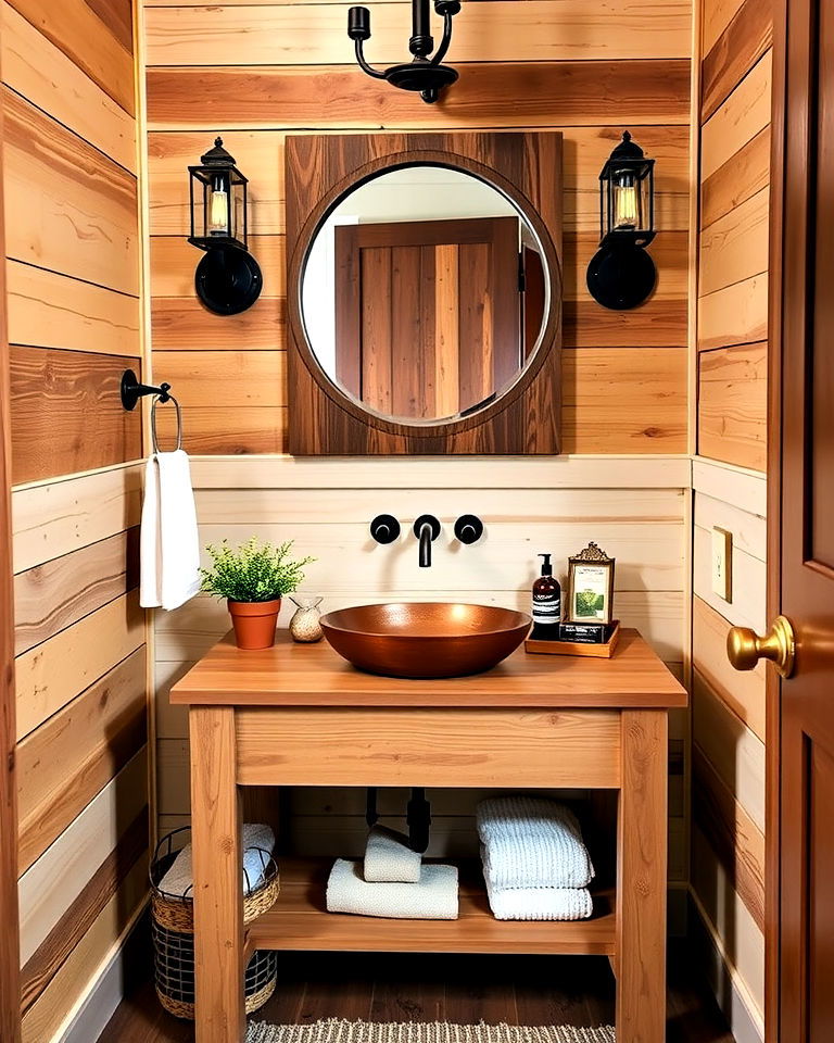 Rustic Farmhouse Powder Room Idea - 15 Luxury Powder Room Ideas