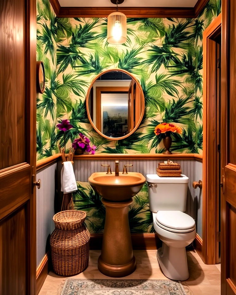 Tropical Oasis Design Powder Room - 15 Luxury Powder Room Ideas