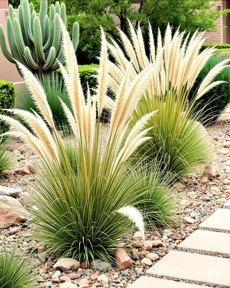 Use ornamental grasses for texture - 25 Arizona Front Yard Landscaping Ideas