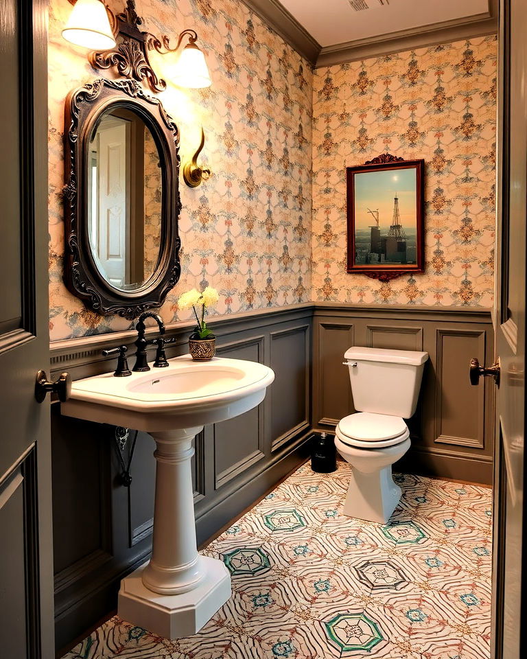 Vintage Charm Powder Room With Modern Touches - 15 Luxury Powder Room Ideas