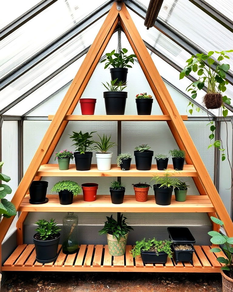 a frame shelving for greenhouse - 25 Greenhouse Shelving Ideas