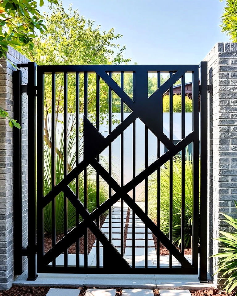 abstract geometric metal gate - 20 Metal Garden Gate Ideas