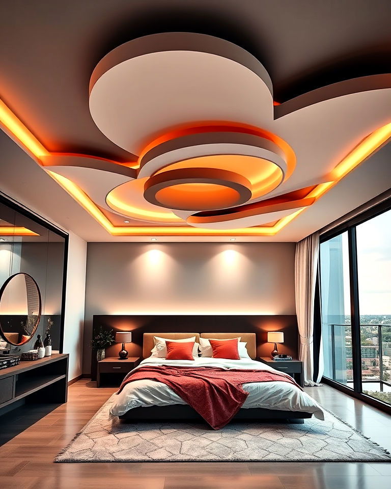 abstract shapes for artistic appeal - 25 Pop Ceiling Design Ideas
