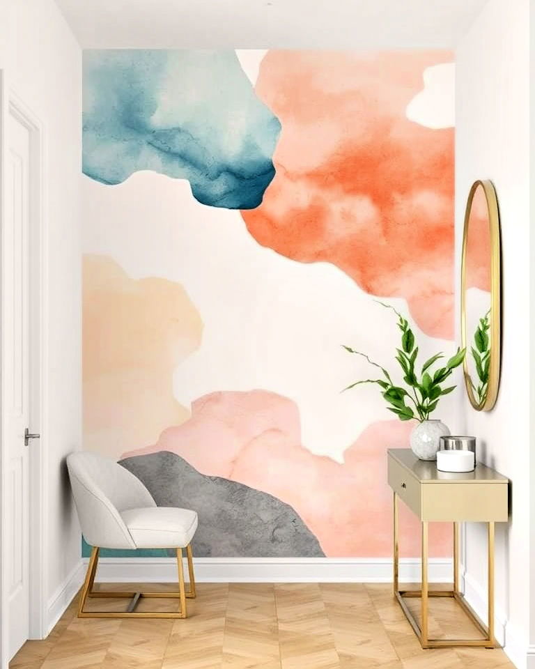 abstract watercolor wallpaper for entryway - 30 Entryway Wallpaper Ideas