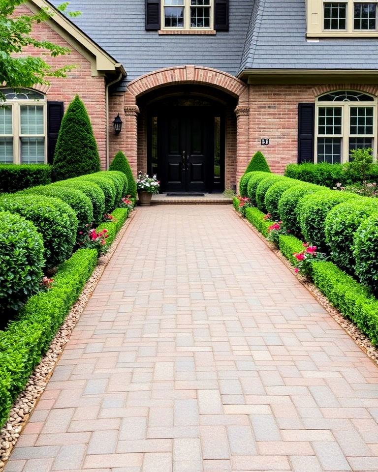 accent driveways with boxwood borders - 25 Boxwood Landscaping Ideas