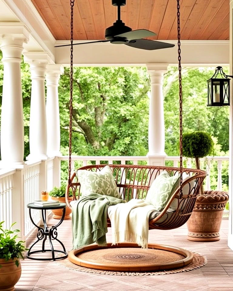 add a hanging swing chair - 40 Veranda Ideas