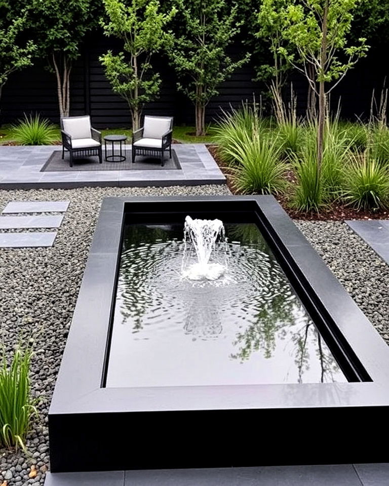 add a water feature with a modern twist - 20 Minimalist Landscaping Ideas