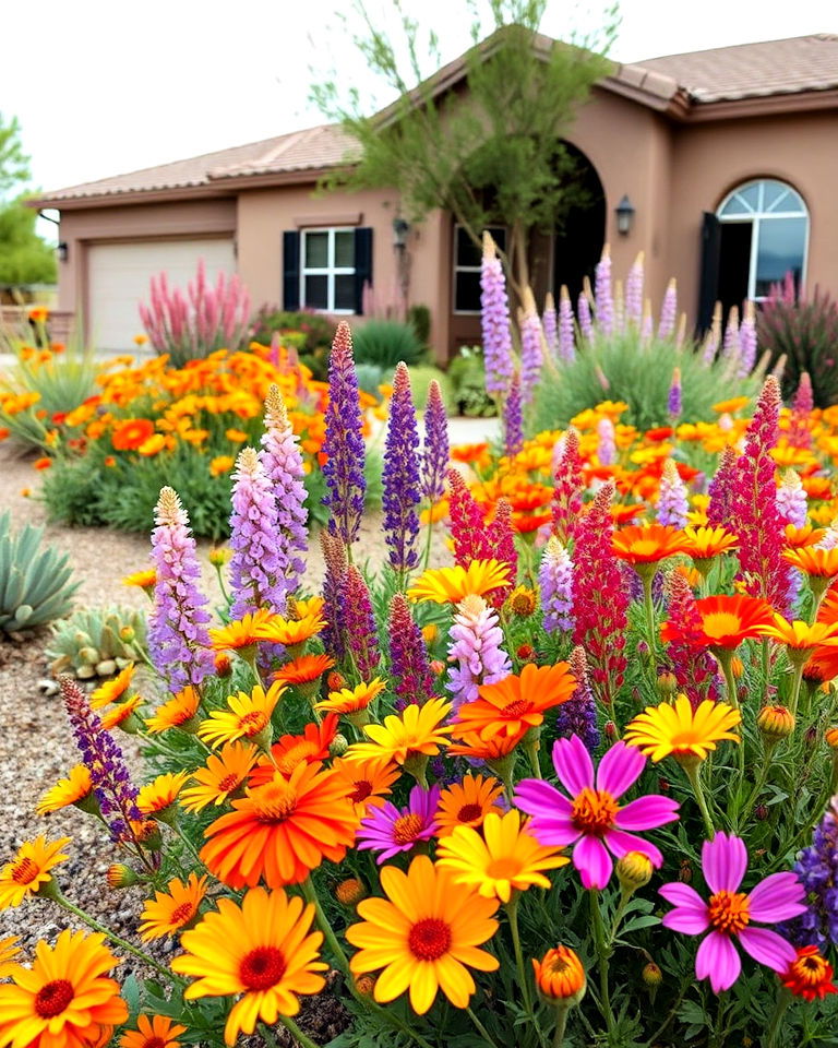 add color with desert wildflowers arizona inspired landscape - 25 Arizona Front Yard Landscaping Ideas