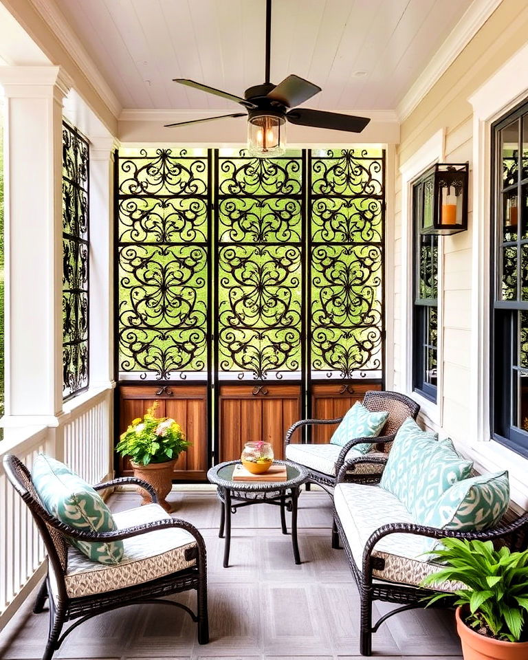 add decorative screens to your veranda - 40 Veranda Ideas