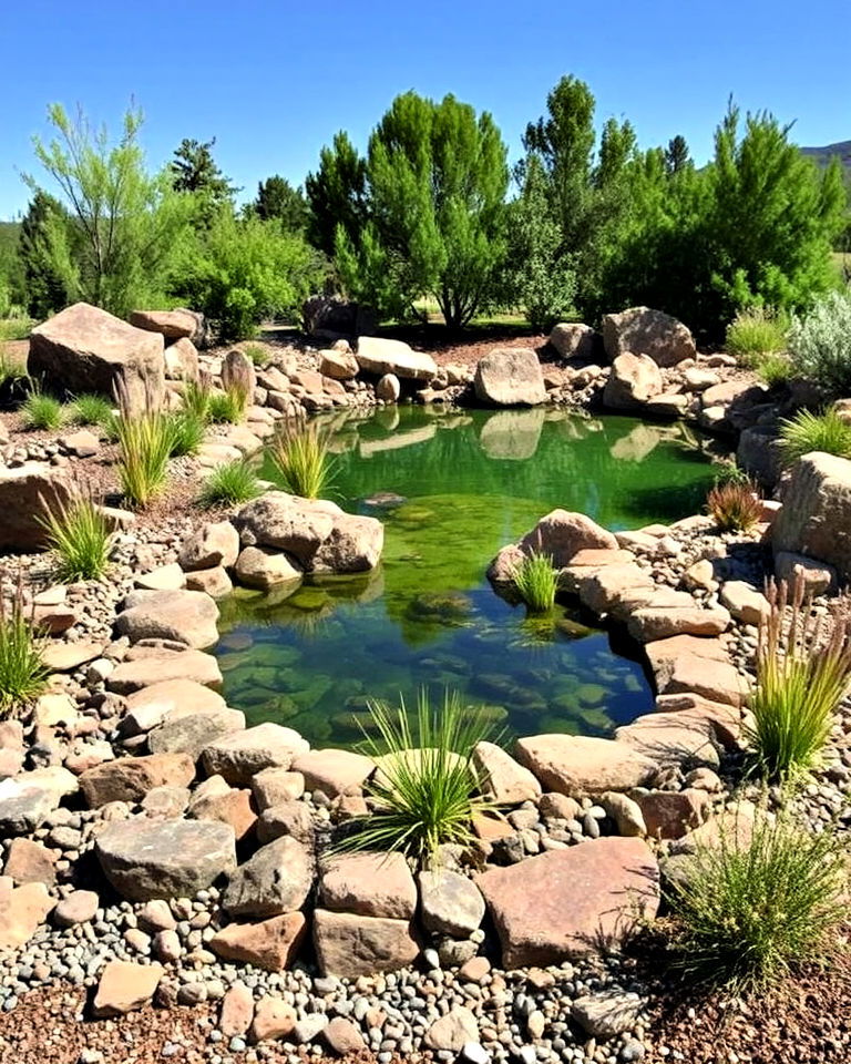 add rock gardens around the pond - 15 Large Pond Landscaping Ideas