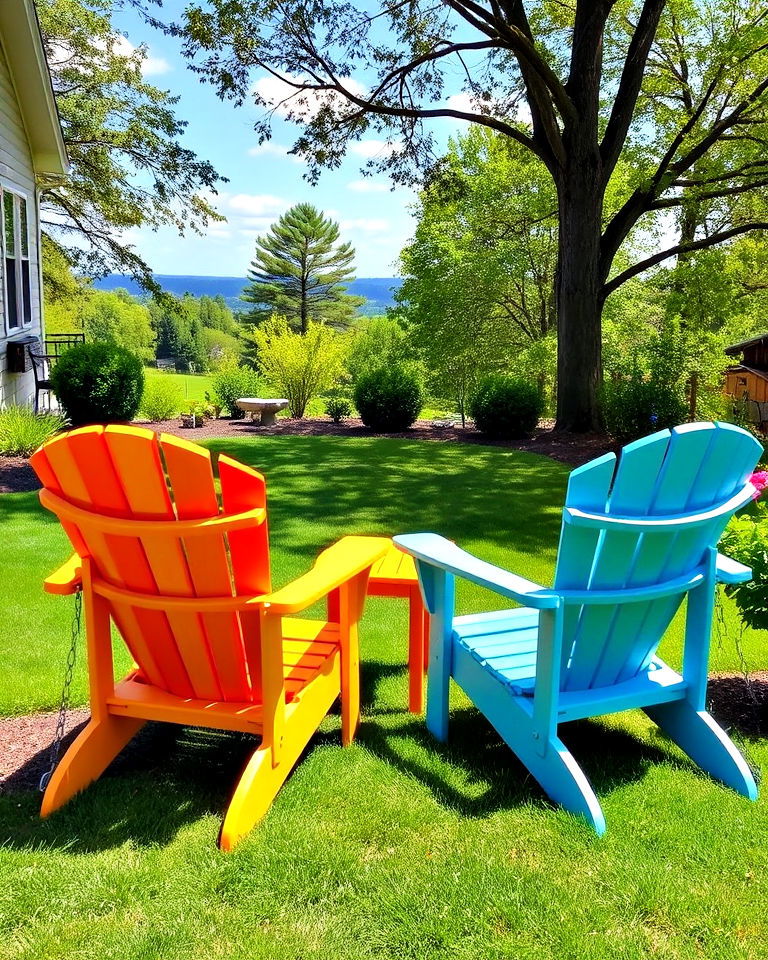 adirondack chairs with a view of the garden - 25 Front Yard Sitting Area Ideas