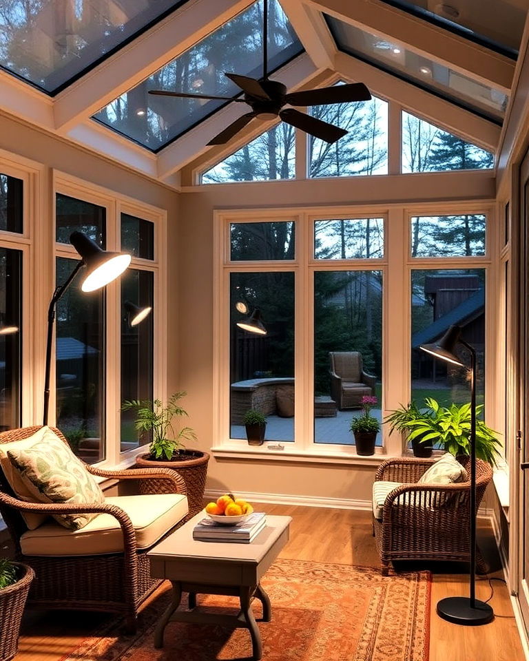 adjustable floor lamps for sunroom - 15 Sunroom Lighting Ideas