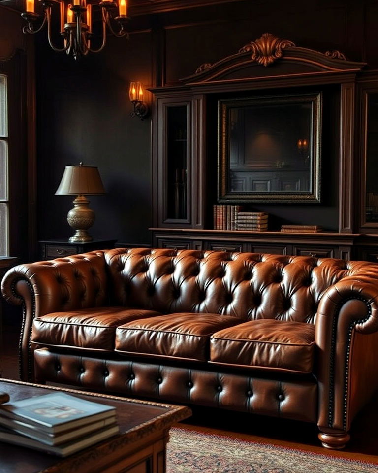 aged leather furniture exudes sophistication and comfort - 20 Old World Interior Design Ideas