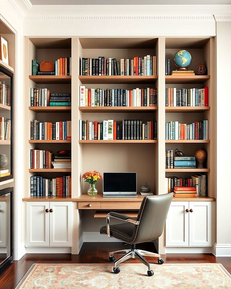 alcove library shelves home office - 25 Home Office Library Ideas