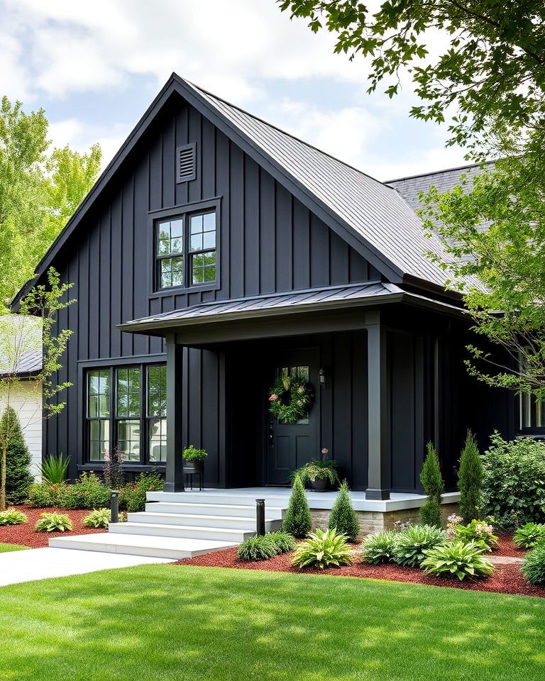 all black modern farmhouse design - 30 Modern Black Houses
