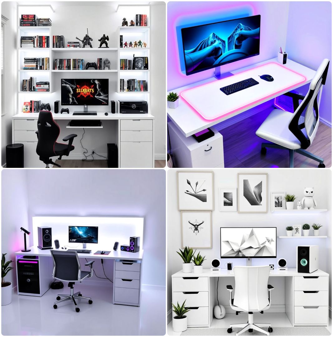 all white gaming setup ideas