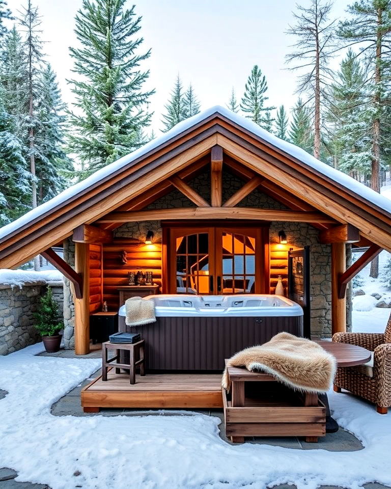 alpine chalet inspired hot tub shed - 15 Hot Tub Shed Ideas